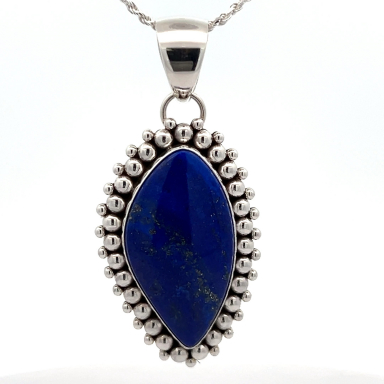 Artie Yellowhorse Genuine Blue Lapis Sterling Silver Navajo Pendant